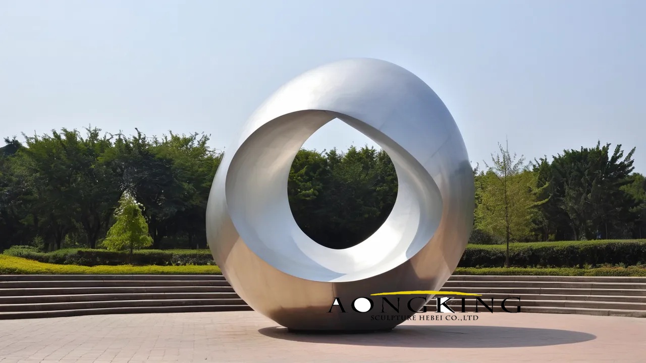 stainless steel minimalist design large round "eye" garden ornament decor