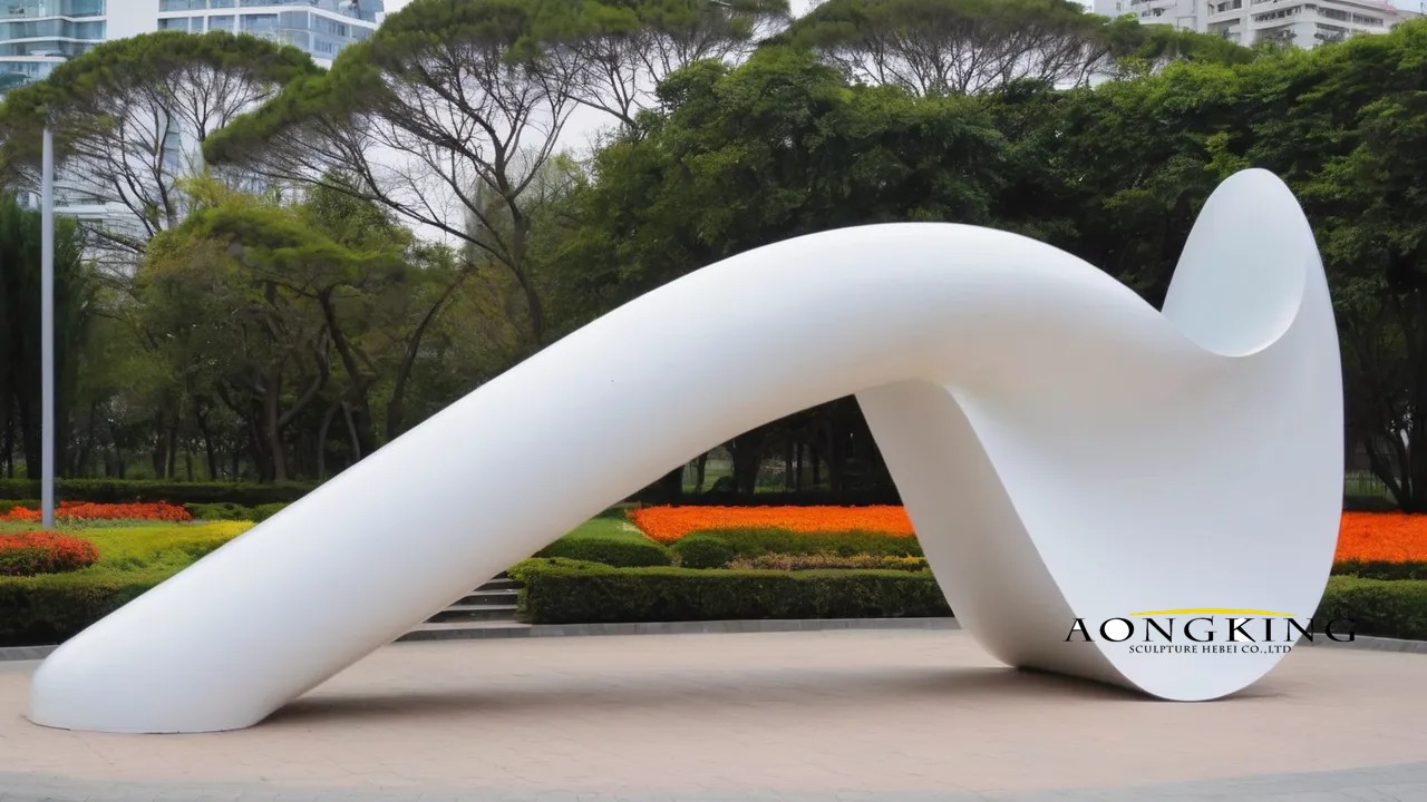 Flower garden spoon white-painted sculpture stainless steel